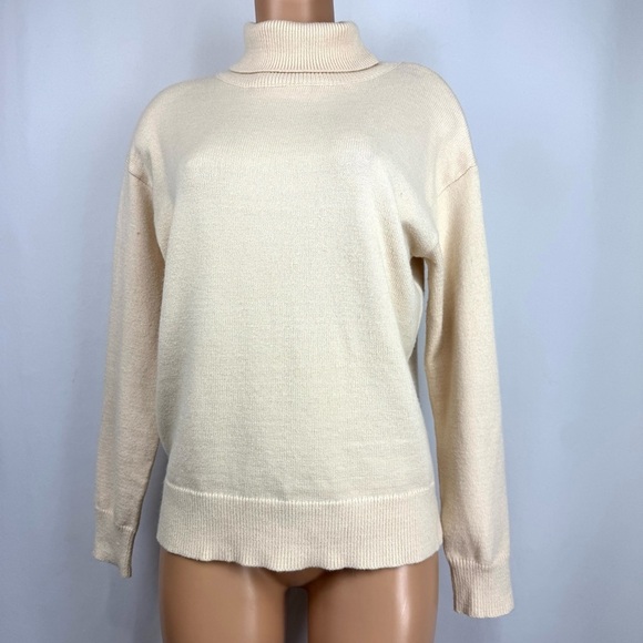 VICI Women’s S Cream Mock Neck Sweater Pullover Knit Turtleneck Top Long Sleeve - Picture 2 of 10